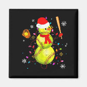 Softball Christmas Funny Softball Snowman Xmas  Magneet (Voorkant)