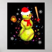 Softball Christmas Funny Softball Snowman Xmas  Poster (Voorkant)