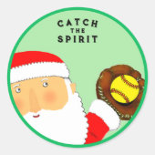 Softball Christmas Gift Ronde Sticker (Voorkant)