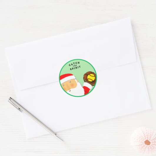 Softball Christmas Gift Ronde Sticker (Envelop)