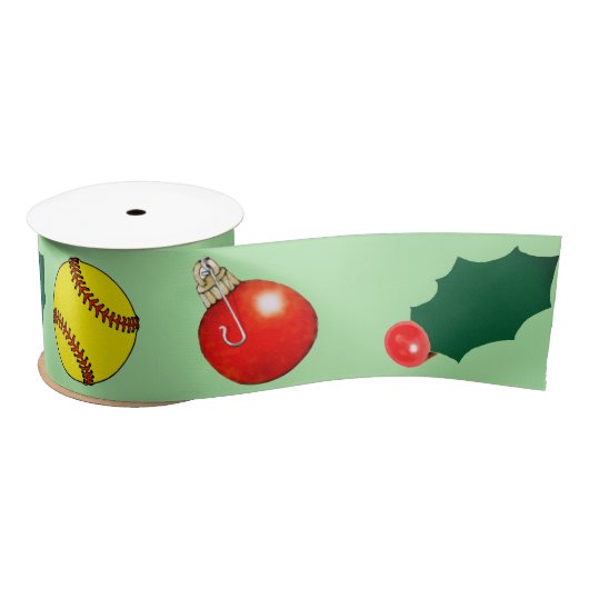 Softball Christmas Holiday Gift Satijnen Lint (Spoel)
