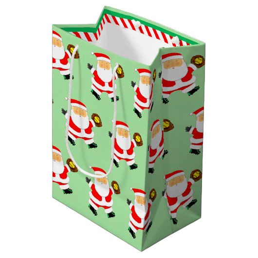 Softball Christmas Holiday Medium Gift Bag Medium Cadeauzakje (Voorkant Gekanteld)