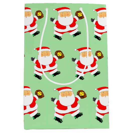 Softball Christmas Holiday Medium Gift Bag Medium Cadeauzakje (Voorkant)