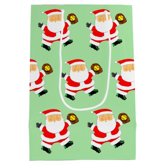 Softball Christmas Holiday Medium Gift Bag Medium Cadeauzakje (Achterkant)