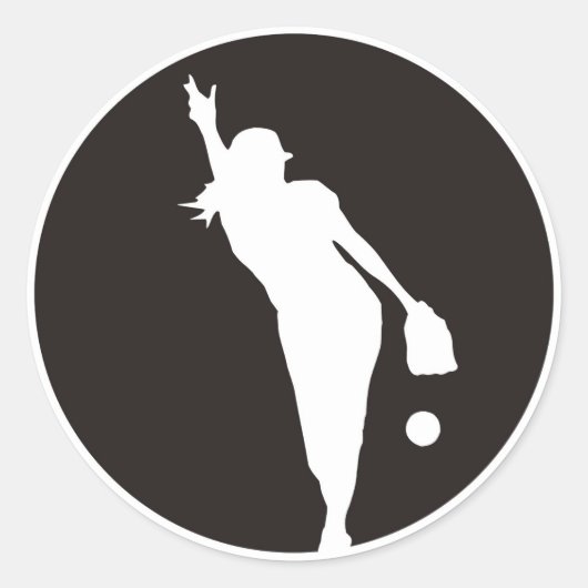 softball Circle Pitcher Ronde Sticker (Voorkant)