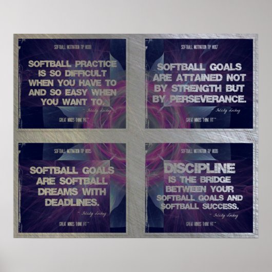 Softball citeert Geometrische collage 5-8 Poster (Voorkant)