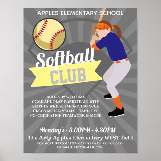 softball Club-toernooi sport Poster (Voorkant)