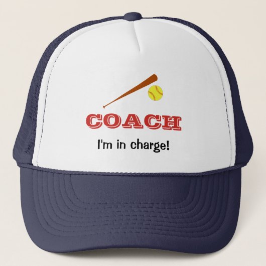 Softball coach aangepaste naam leuke sporten trucker pet (Voorkant)