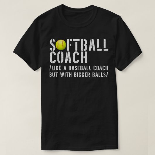 Softball Coach als een honkbal, maar met een grote T-shirt (Design voorkant)