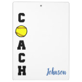 Softball-coach bedankt cadeau klembord (Achterkant)