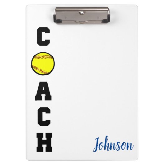 Softball-coach bedankt cadeau klembord (Voorkant)