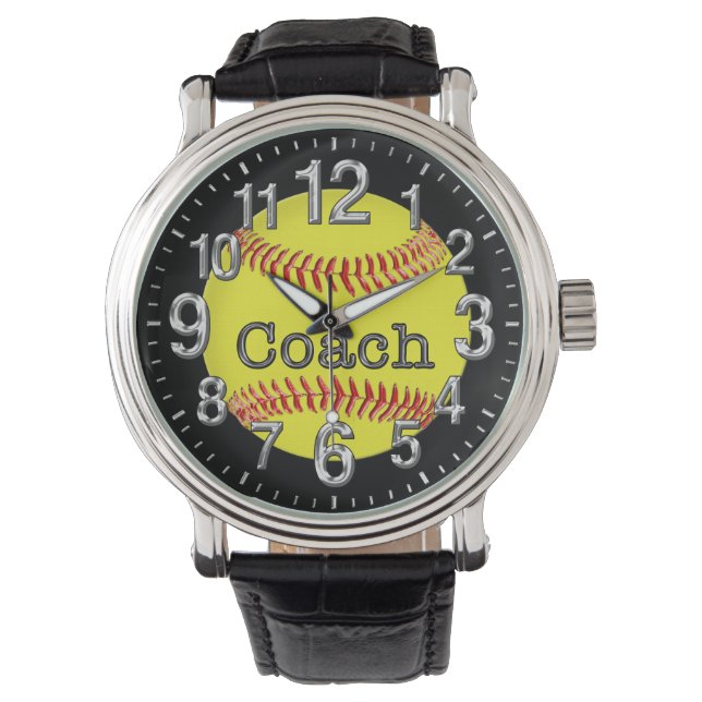 Softball Coach cadeau-ideeën, Cool Softball Horlog Horloge (Voorkant)