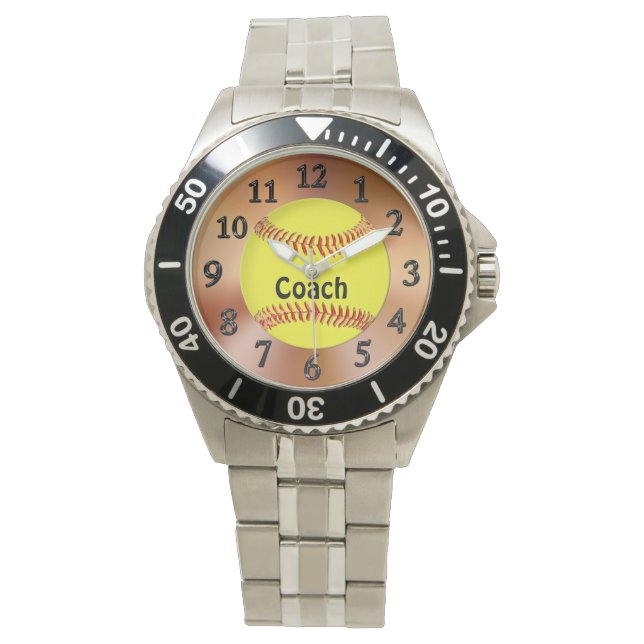 Softball Coach Cadeau Ideeën Softball Horloge w /  (Voorkant)