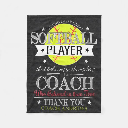 Softball Coach Dank je cadeau Fleece Deken (Voorkant)