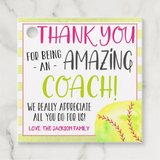 Softball Coach Gift Label (Voorkant)