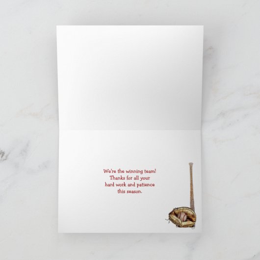 Softball Coach Hartelijk dank Bedankkaart (Binnen)