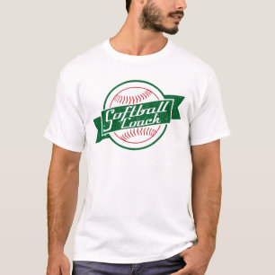Softball Coach met naam & nummer Terug Print T-shirt