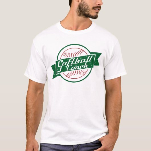 Softball Coach met naam & nummer Terug Print T-shirt (Voorkant)