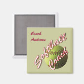 Softball Coach Naam Magneet (Voorkant / Achterkant)