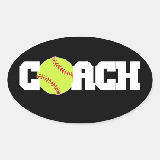 Softball Coach Ovale Sticker (Voorkant)