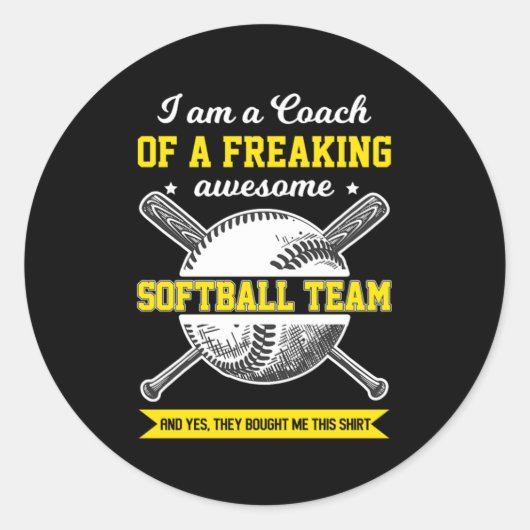 Softball Coach Pitcher Catcher Ball Bat Gift Ronde Sticker (Voorkant)