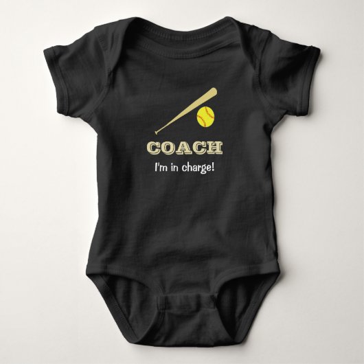 Softball coach plezier aangepaste naam sport romper (Voorkant)
