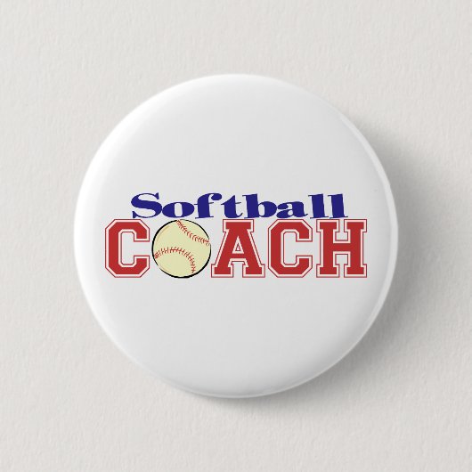 Softball Coach Ronde Button 5,7 Cm (Voorkant)