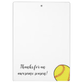 Softball coach sportteam dank u cadeau klembord (Achterkant)