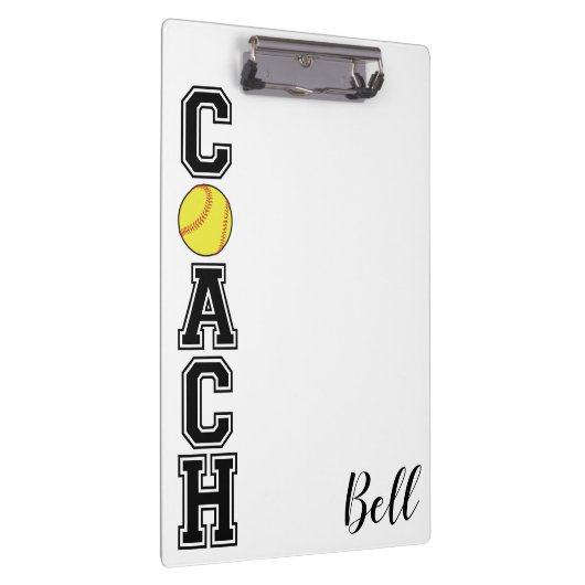 Softball coach sportteam dank u cadeau klembord (Rechts)
