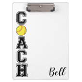 Softball coach sportteam dank u cadeau klembord (Voorkant)