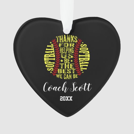 Softball Coach team cadeau Kerstmis ornament (voorkant)