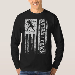 Softball Coach Verdrietige Amerikaanse vlag T-shirt