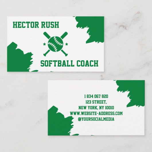 Softball-coach Visitekaartje (Voorkant / Achterkant)