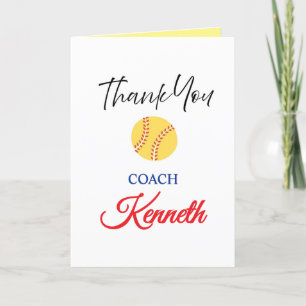 Softball Coach Waardering Kaart, dank u kaart
