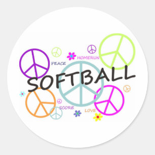 Softball Colored Peace Signs Ronde Sticker