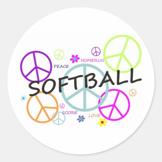 Softball Colored Peace Signs Ronde Sticker (Voorkant)