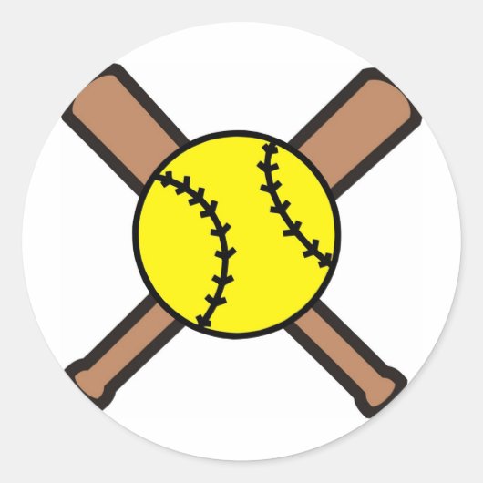 Softball Crossbats Ronde Sticker (Voorkant)