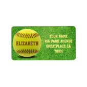 Softball Custom Ball Adreslabel Etiket (Voorkant)