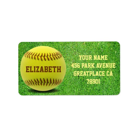 Softball Custom Ball Adreslabel Etiket (Voorkant)