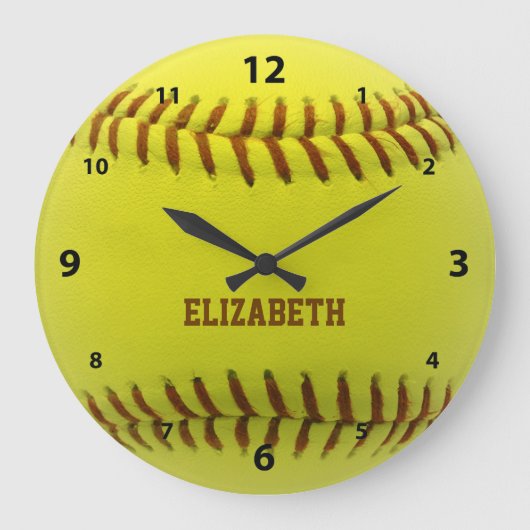Softball Custom Ball Wall-klok Grote Klok (Voorkant)