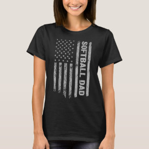 Softball Dad America US Flag Patriot  T-shirt