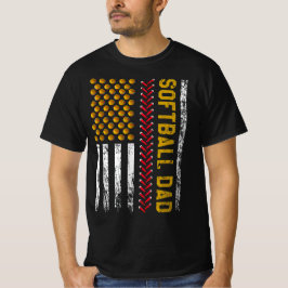 Softball Dad American Flag T-shirt
