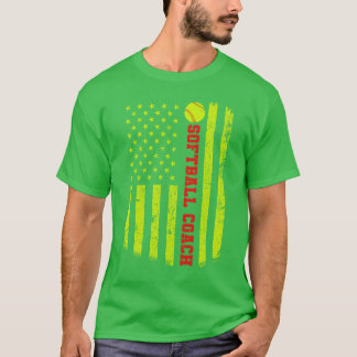Softball Dad Ma USA American Flag Apparel TShi T-shirt
