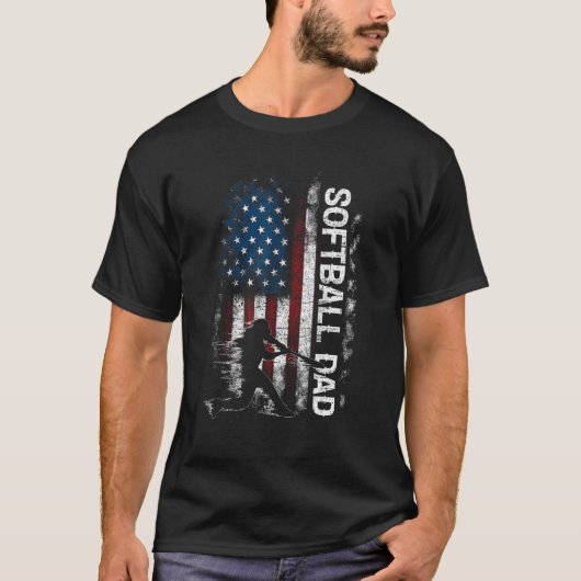 Softball Dad US Flag Tees For Dad Men Patriotic Fa (Voorkant)