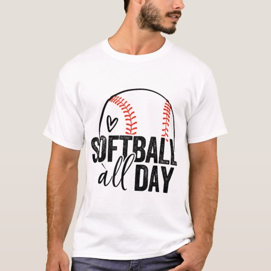 Softball de hele dag t-shirt (Voorkant)