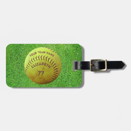 Softball Dirty Name Team Number Ball Bagagelabel (Voorkant horizontaal)