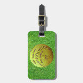 Softball Dirty Name Team Number Ball Bagagelabel (Voorkant verticaal)