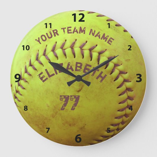 Softball Dirty Name Team Number Ball-klok Grote Klok (Voorkant)