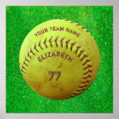 Softball Dirty Name Team Number Ball Poster (Voorkant)