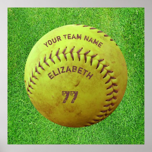 Softball Dirty Name Team Number Ball Poster (Voorkant)